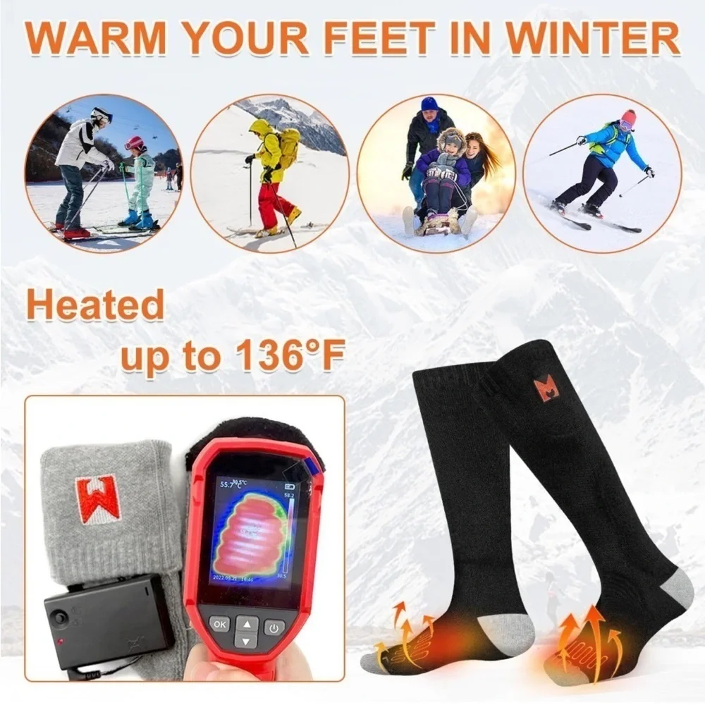Heated Socks, Electric Heated Socks for Men Women, Battery Heated Socks